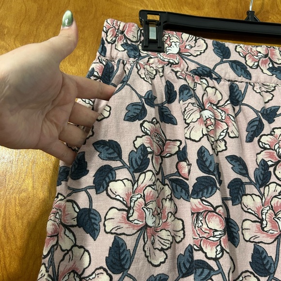 LOFT Pink Floral Circle Skirt with Navy Leaves - Picture 3 of 4